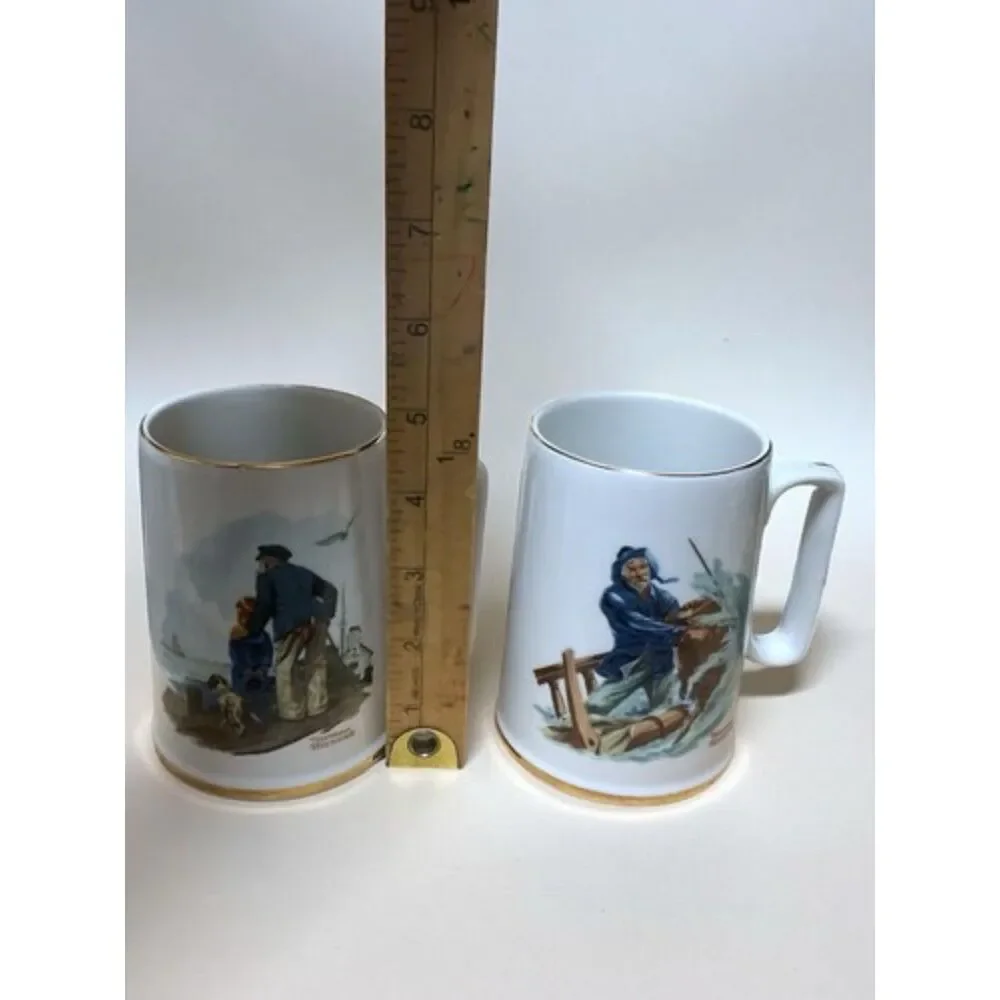 VTG‎ 85s Norman Rockwell Museum Set of 2 Nautical Themed Coffee/Tea Mug
